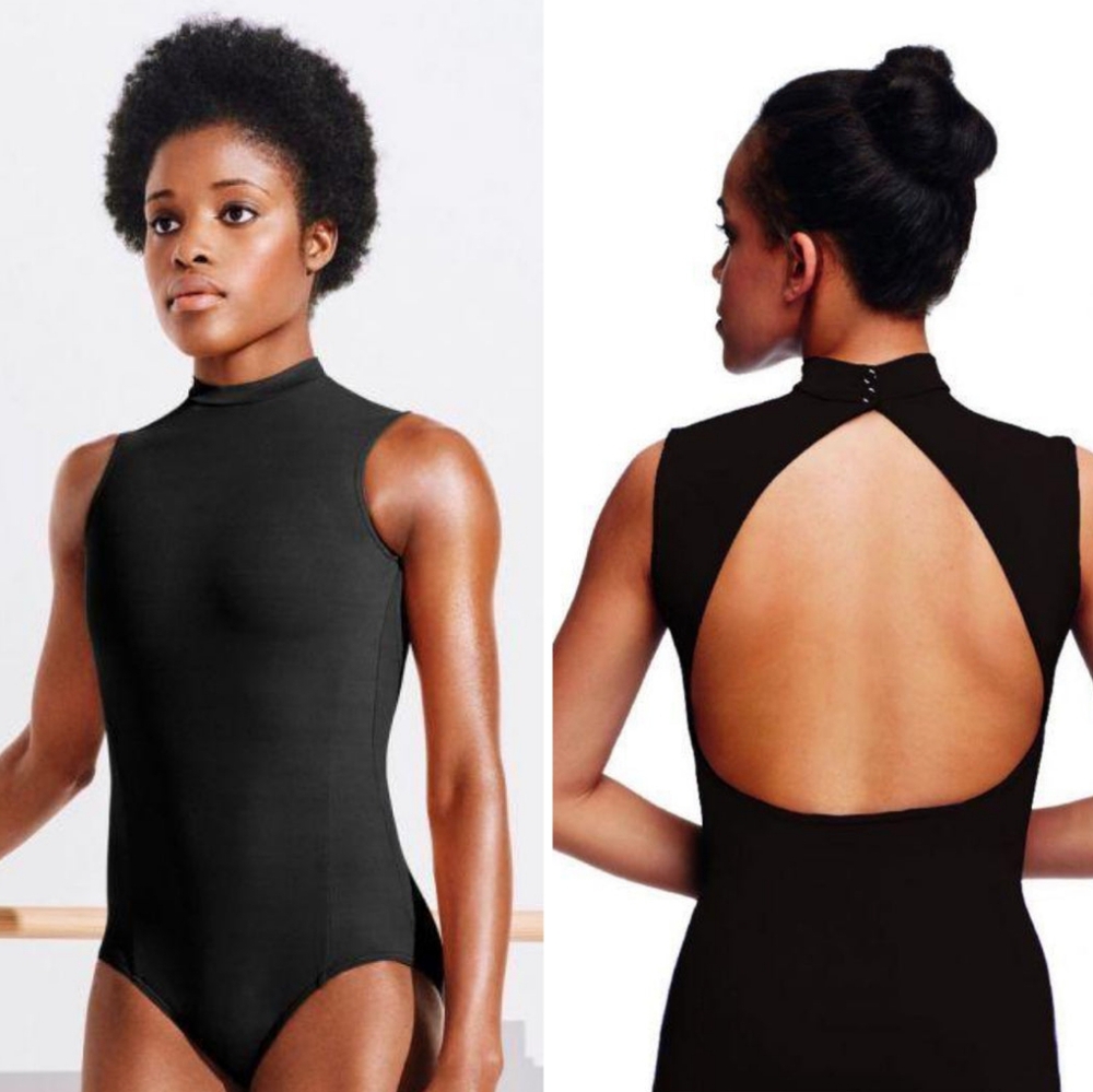 Capezio High Neck Keyhole Back Sleeveless Leotard Black XL